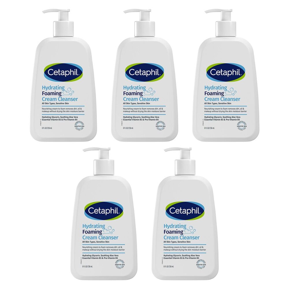 Cetaphil Hydrating Foaming Cream Cleanser 236mL Pack of 5