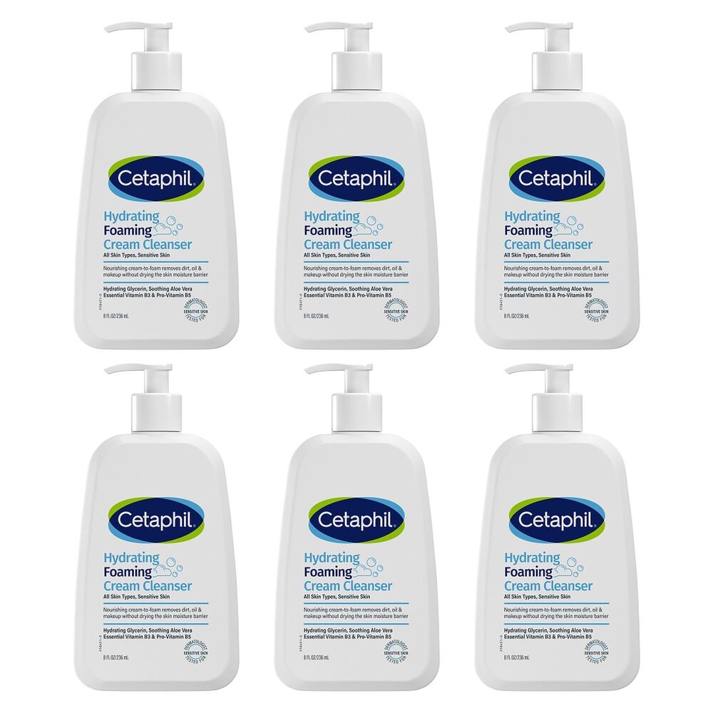 Cetaphil Hydrating Foaming Cream Cleanser 236mL Pack of 6