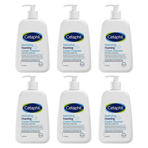 Cetaphil Hydrating Foaming Cream Cleanser 236mL Pack of 6