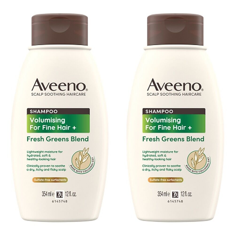 Aveeno Fresh Greens Blend Natural Volumising Shampoo for Fine Hair Pack of 2
