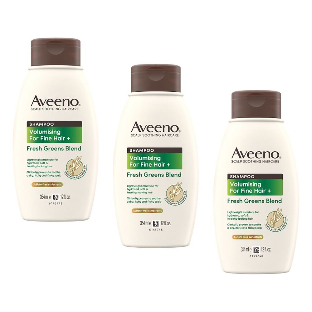 Aveeno Fresh Greens Blend Natural Volumising Shampoo for Fine Hair Pack of 3