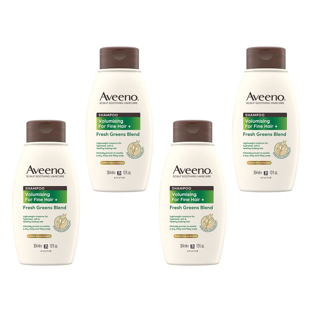 Aveeno Fresh Greens Blend Natural Volumising Shampoo for Fine Hair Pack of 4