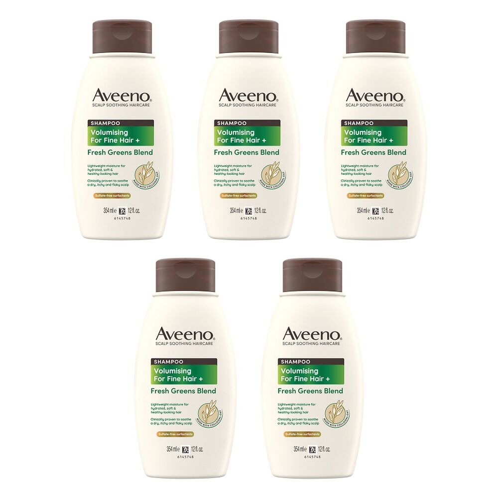Aveeno Fresh Greens Blend Natural Volumising Shampoo for Fine Hair Pack of 5