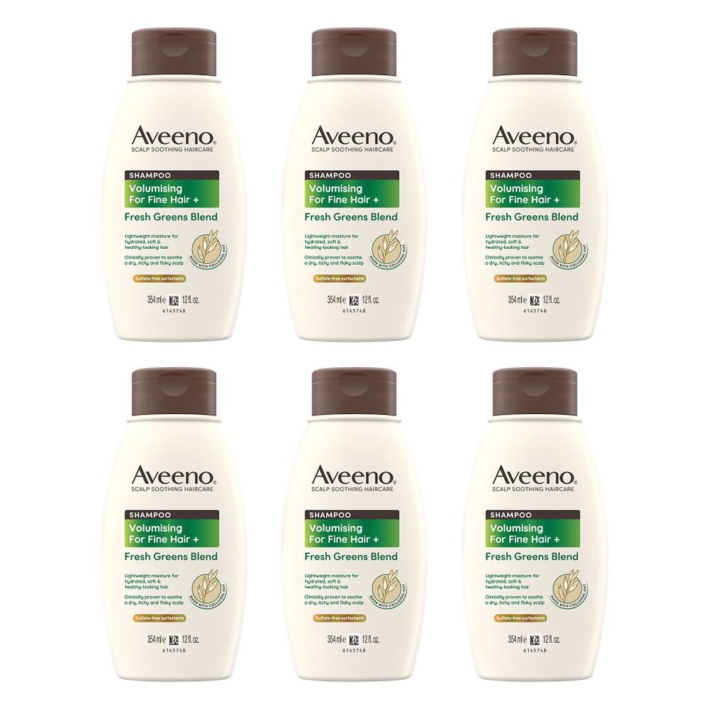 Aveeno Fresh Greens Blend Natural Volumising Shampoo for Fine Hair Pack of 6