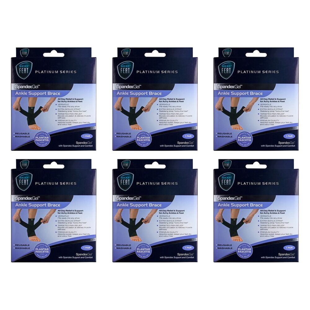 Neat Feat Spandex Gel Ankle Brace, Medium Pack of 6