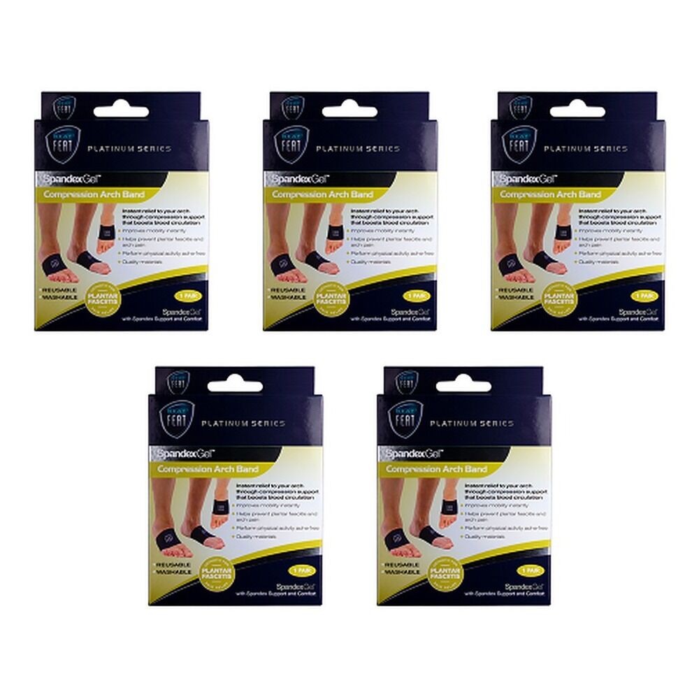 Neat Feat Spandex Gel Compression Arch Band, Medium Pack of 5