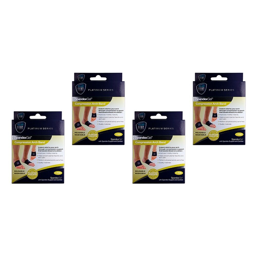 Neat Feat Spandex Gel Compression Arch Band, Large Pack of 4