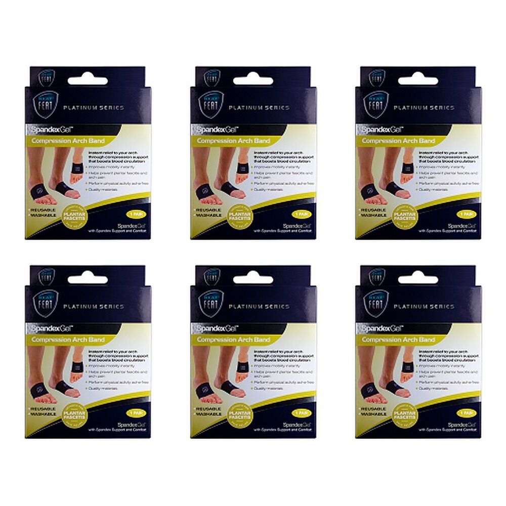 Neat Feat Spandex Gel Compression Arch Band, Large Pack of 6