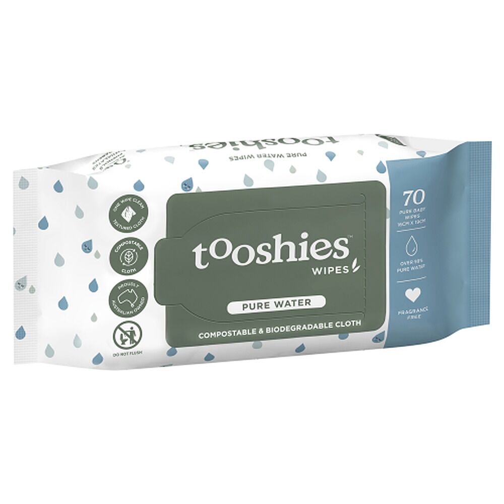 tooshies Eco Pure Water Baby Wipes 70 Pack