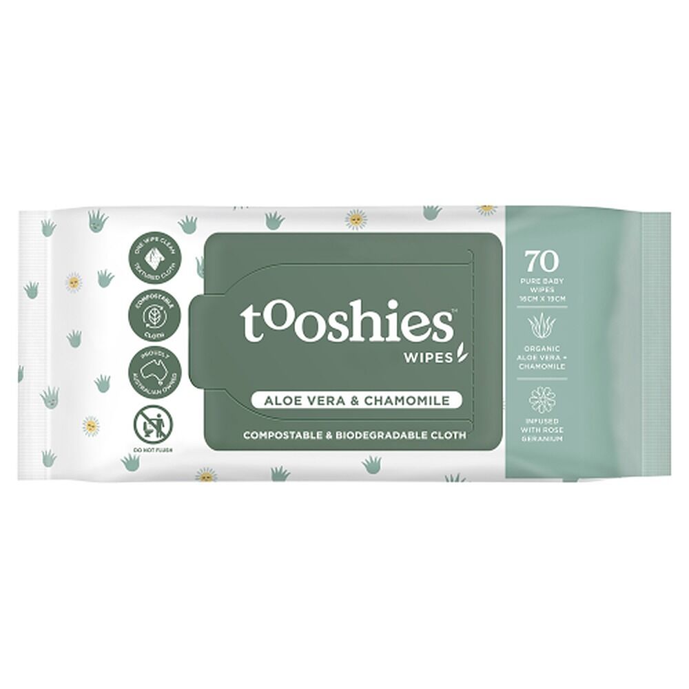 Tooshies Eco Aloe Vera & Chamomile Baby Wipes 70 Pack
