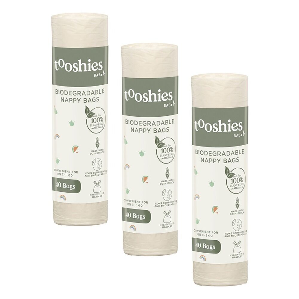 tooshies Eco Biodegradable Nappy Bags 40 Pack Bundle of 3