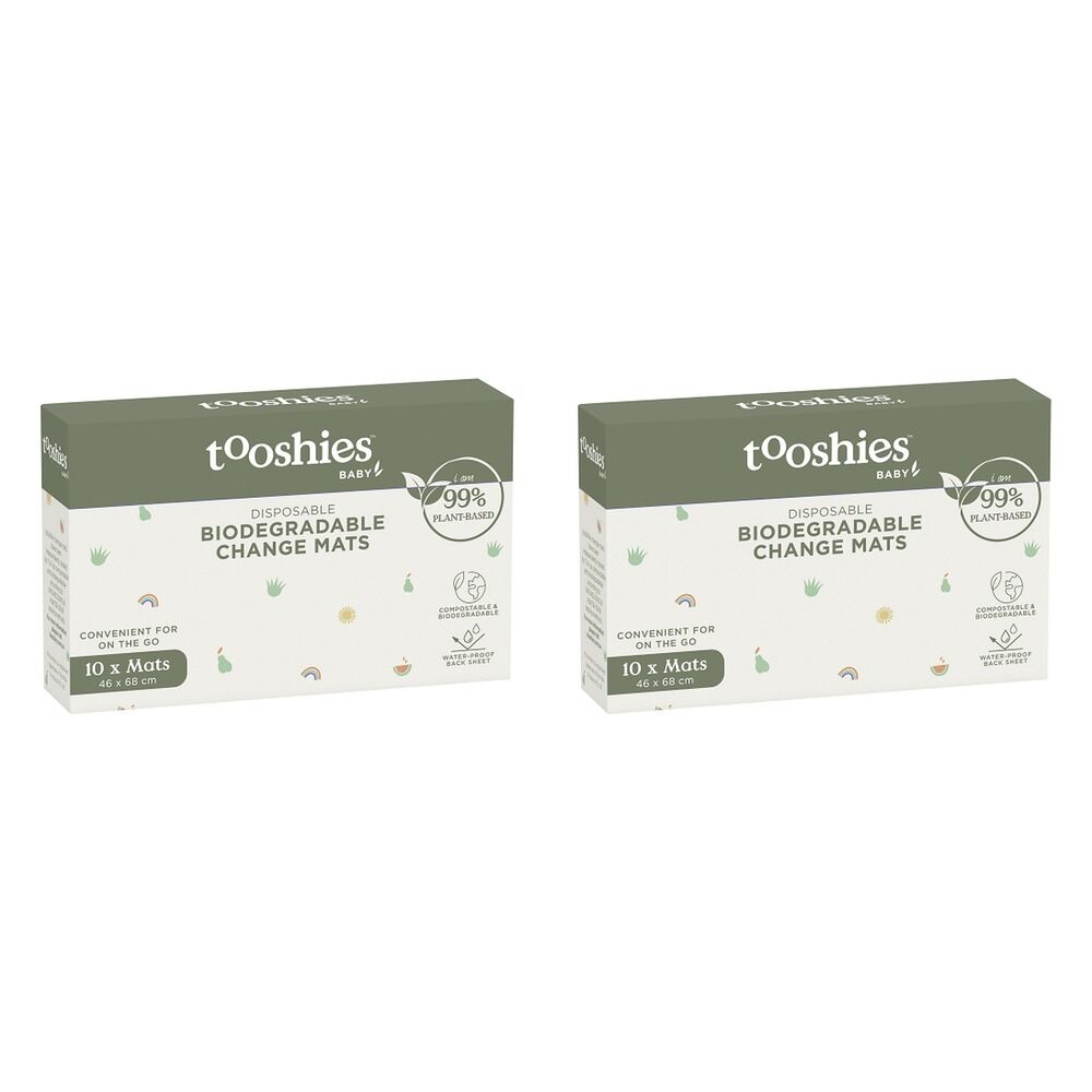Tooshies Eco Baby Biodegradable Change Mats 10 Pack Bundle of 2