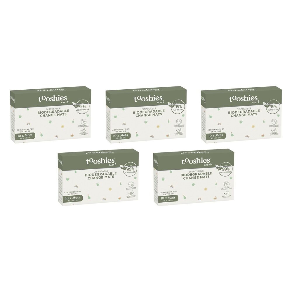 Tooshies Eco Baby Biodegradable Change Mats 10 Pack Bundle of 5