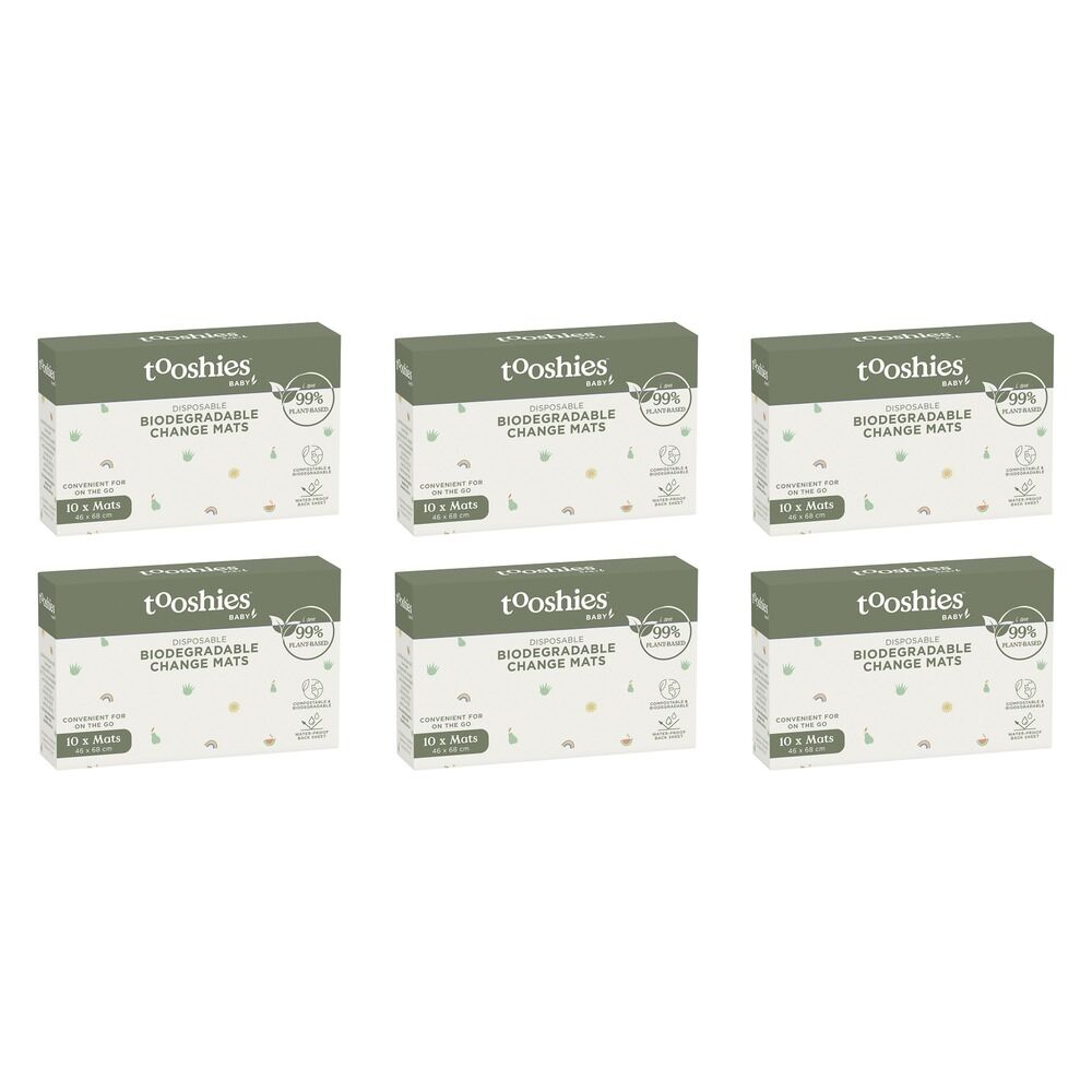 Tooshies Eco Baby Biodegradable Change Mats 10 Pack Bundle of 6