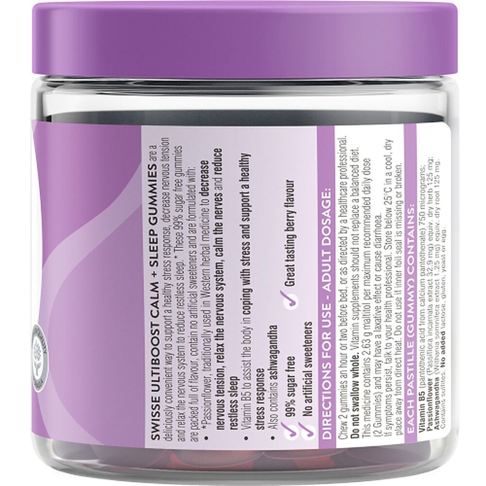 Swisse Ultiboost Calm + Sleep Gummies Berry 60 Pastilles