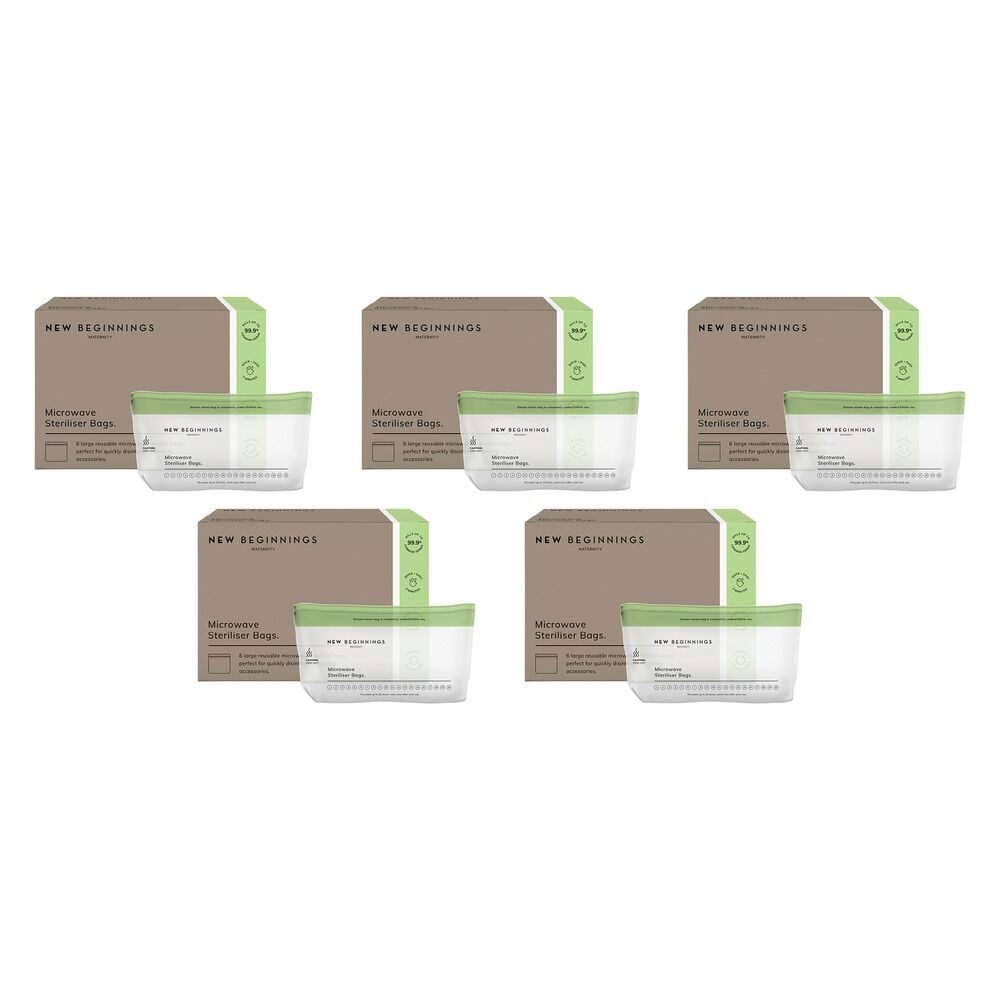 New Beginnings Microwave Steriliser Bags 6 Pack Bundle of 5