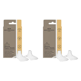 New Beginnings Silicone Nipple Shield 2 Pack Bundle of 2