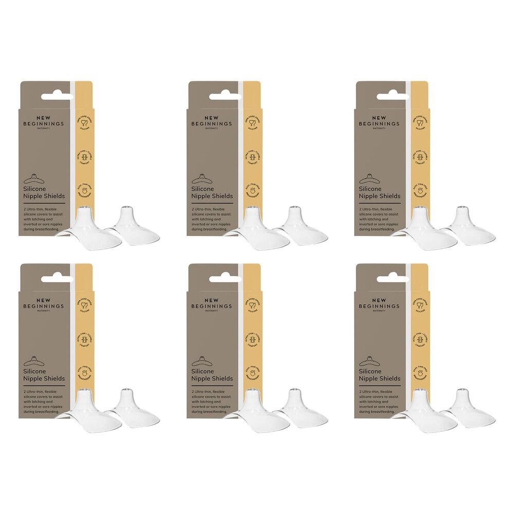 New Beginnings Silicone Nipple Shield 2 Pack Bundle of 6