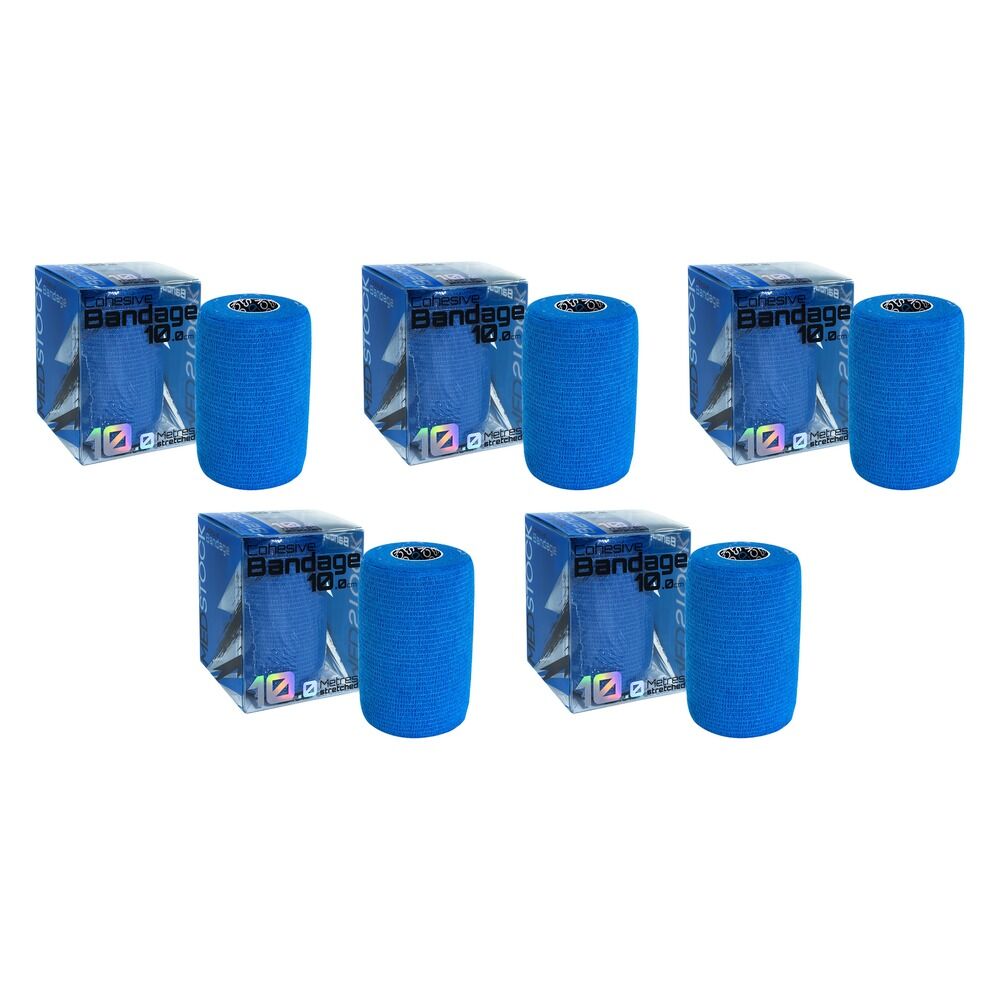 Medstock Cohesive Bandage Blue 10cm x 10m 1 Roll Pack of 5