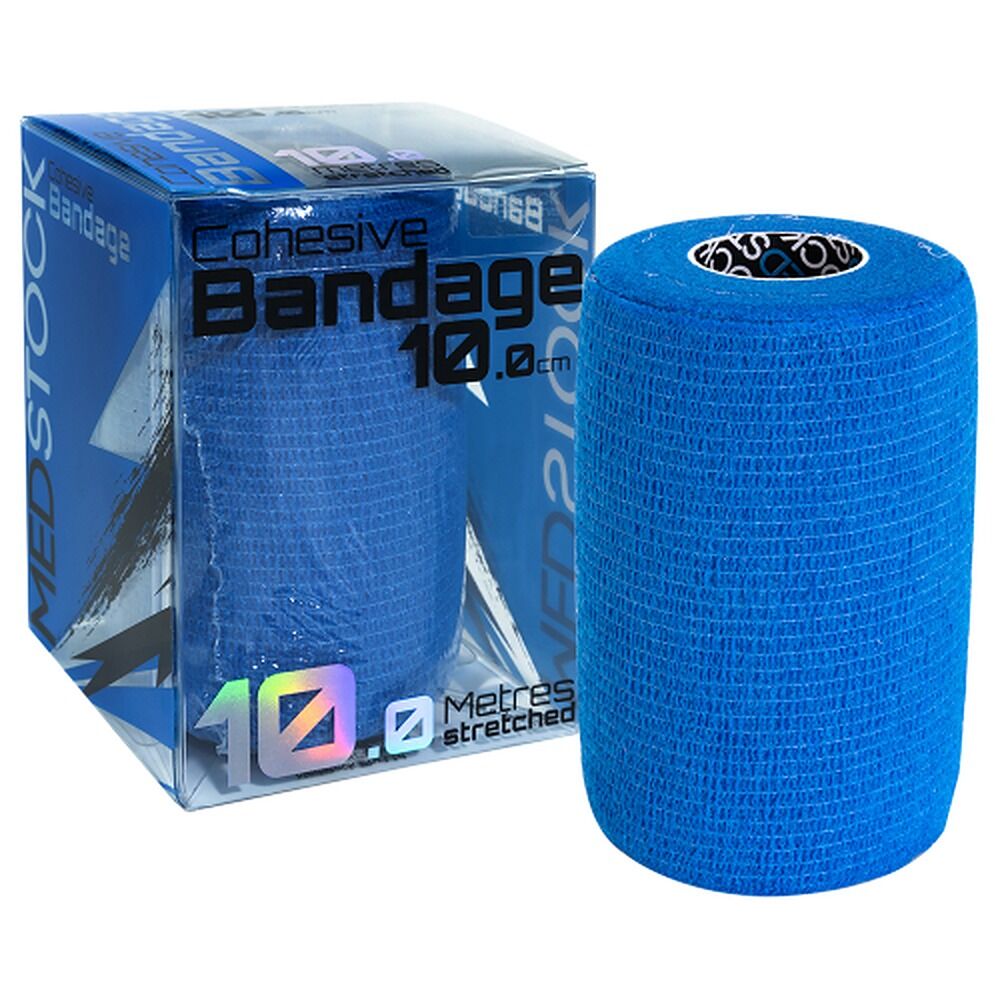 Medstock Cohesive Bandage Blue 10cm x 10m 1 Roll