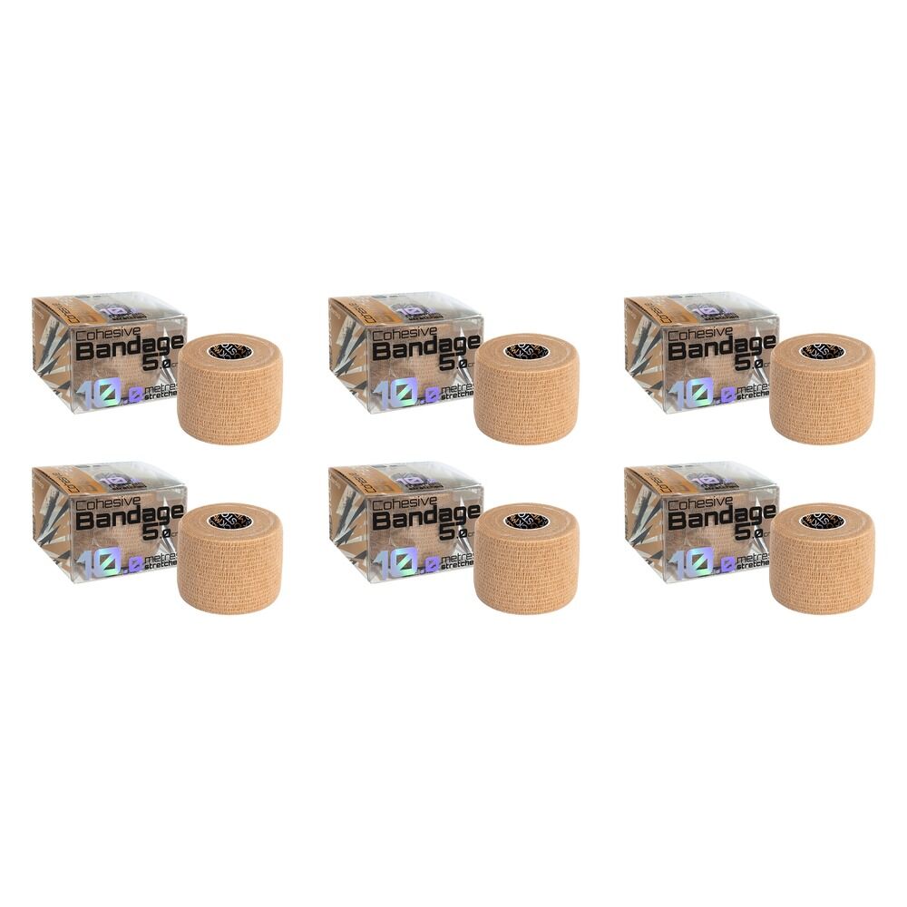 Medstock Cohesive Bandage Beige 5cm x 10m 1 Roll Pack of 6