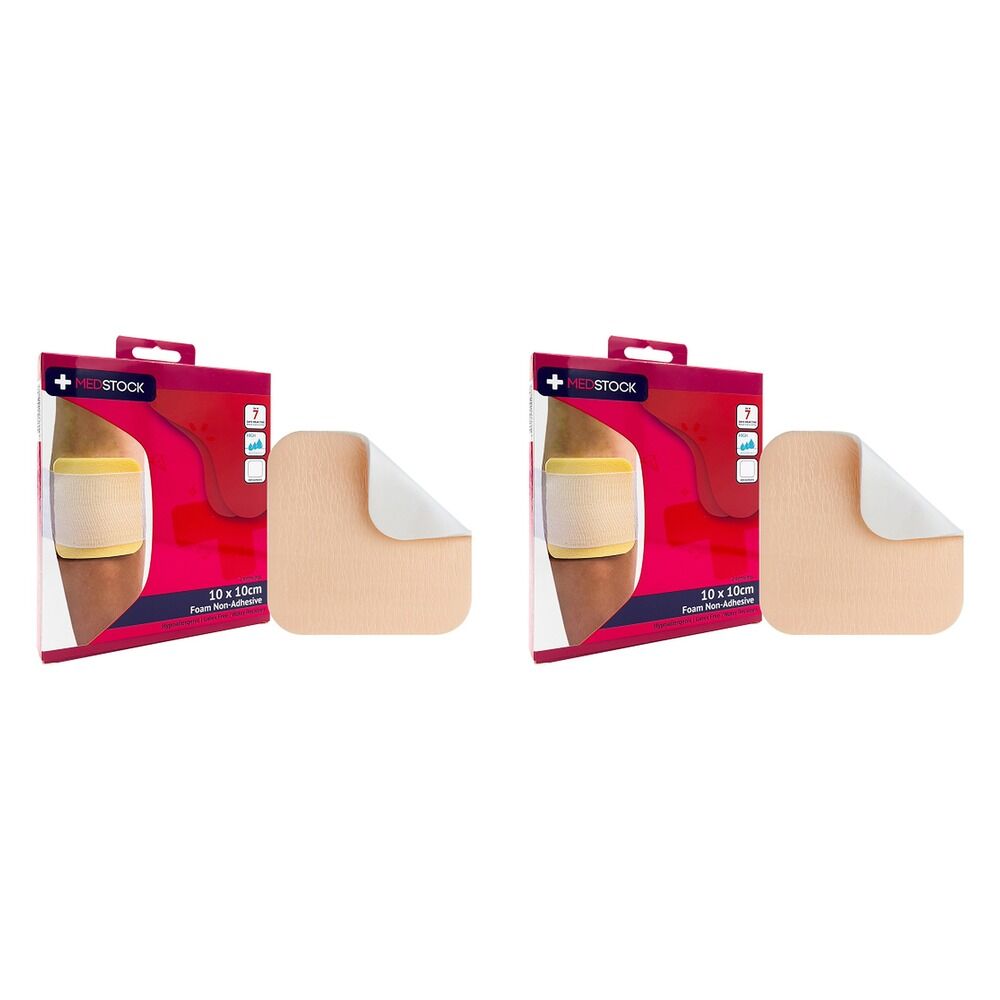 Medstock Foam Non-Adhesive Dressing 10cm x 10cm 2 Pack Bundle of 2