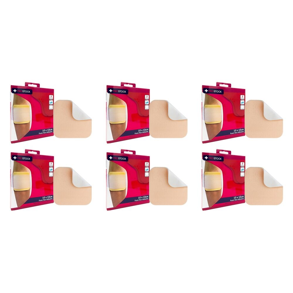 Medstock Foam Non-Adhesive Dressing 10cm x 10cm 2 Pack Bundle of 6