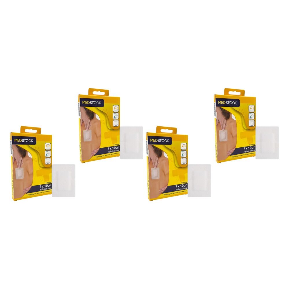 Medstock Fabric Island Dressing 7cm x 10cm 5 Pack Bundle of 4