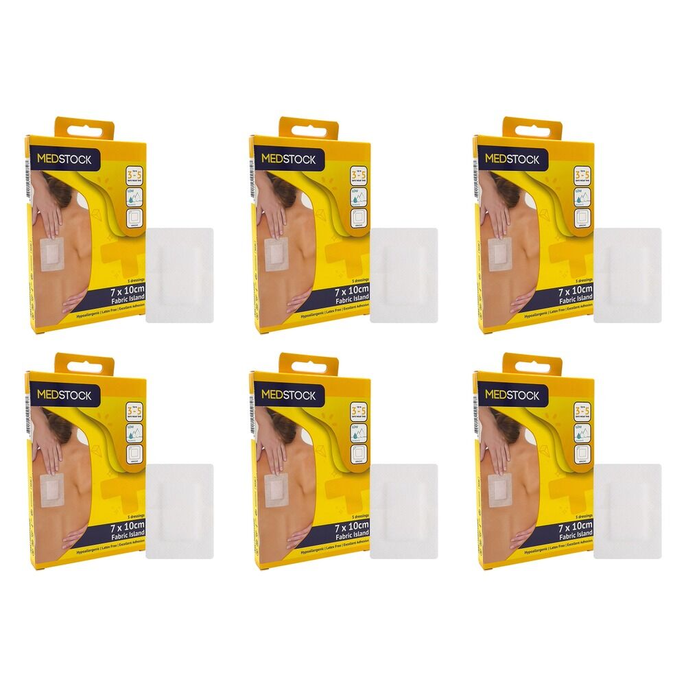 Medstock Fabric Island Dressing 7cm x 10cm 5 Pack Bundle of 6