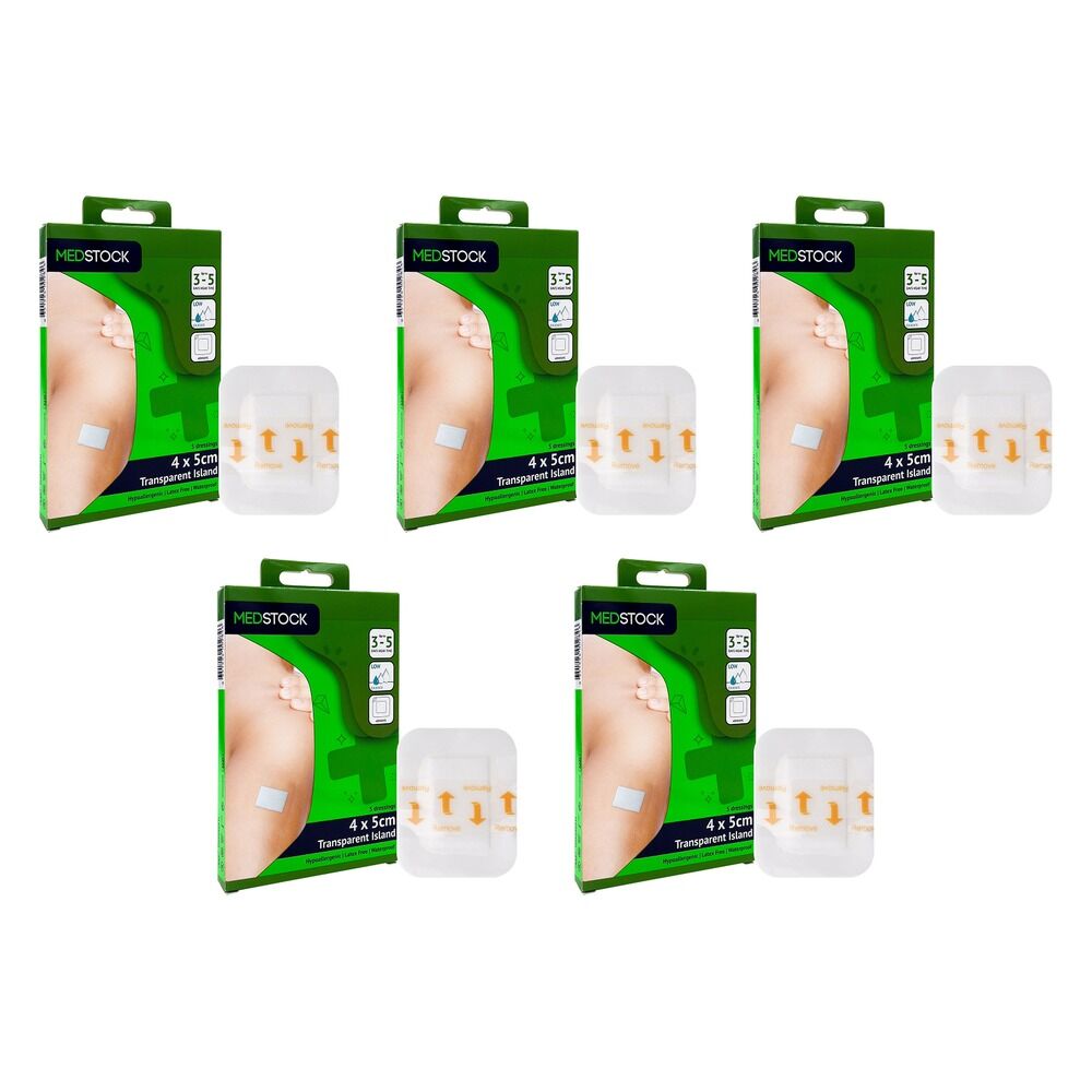 Medstock Transparent Film Island Dressing 4cm x 5cm 5 Pack Bundle of 5