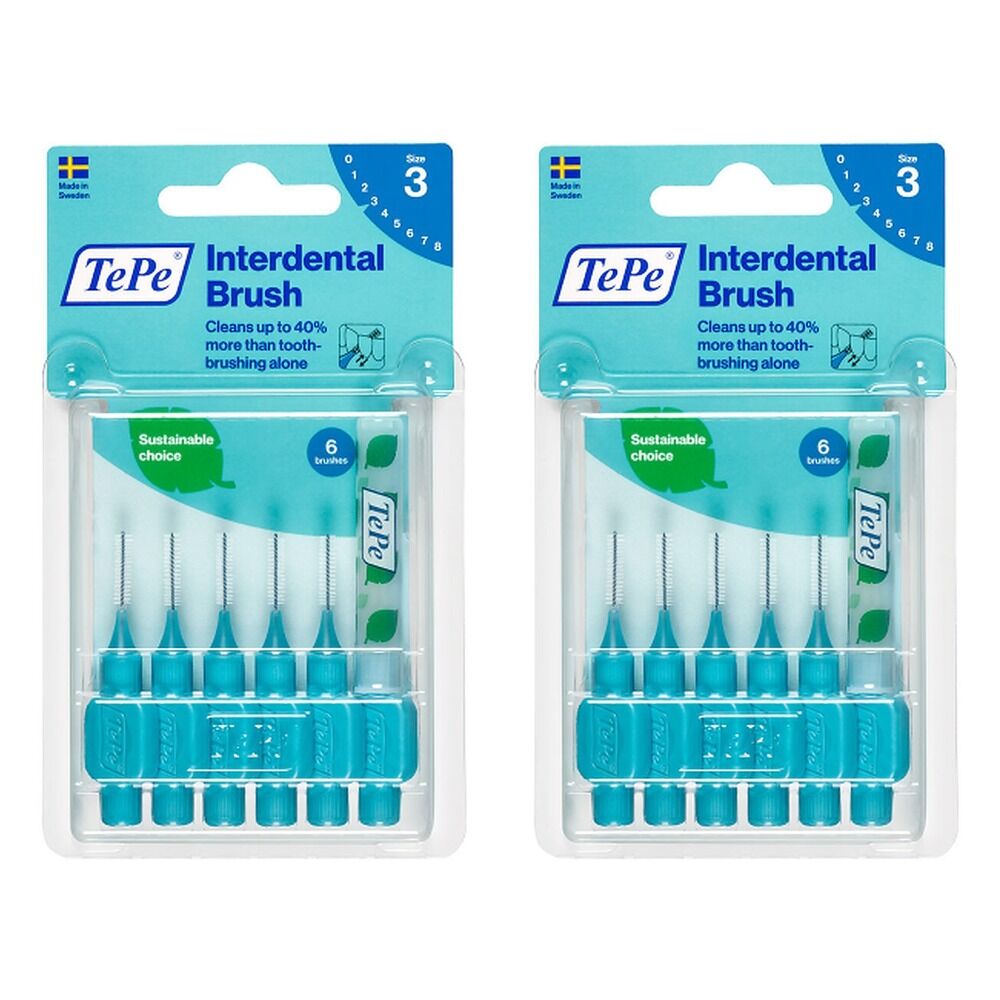 TEPE Interdental Brush 0.6mm Blue 6 Pack Bundle of 2