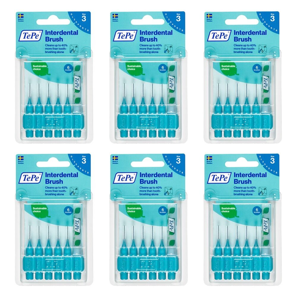 TEPE Interdental Brush 0.6mm Blue 6 Pack Bundle of 6