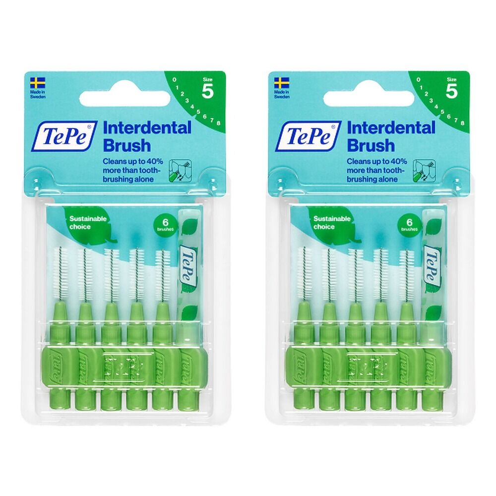 TEPE Interdental Brush 0.8mm Green 6 Pack Bundle of 2