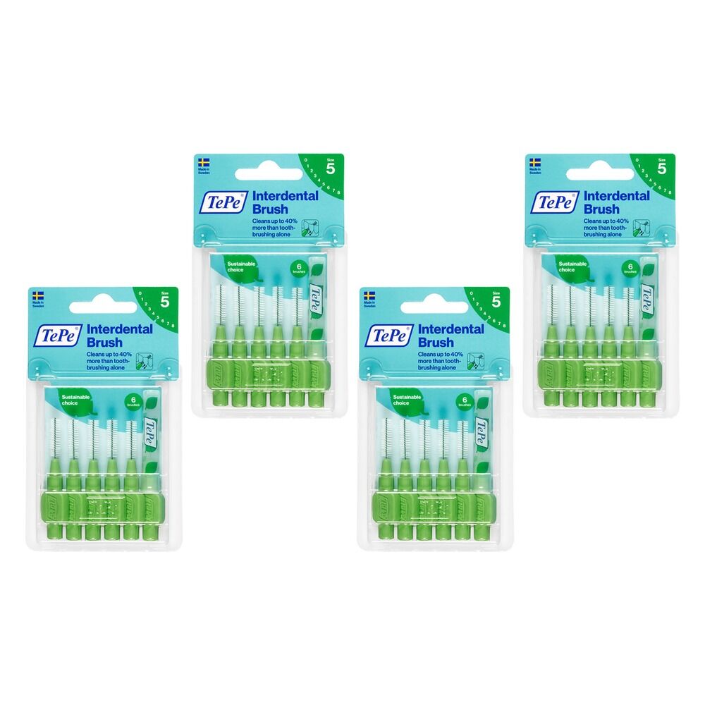 TEPE Interdental Brush 0.8mm Green 6 Pack Bundle of 4