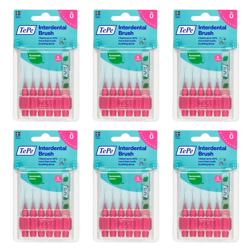 TEPE Interdental Brush 0.4mm Pink 6 Pack Bundle of 6