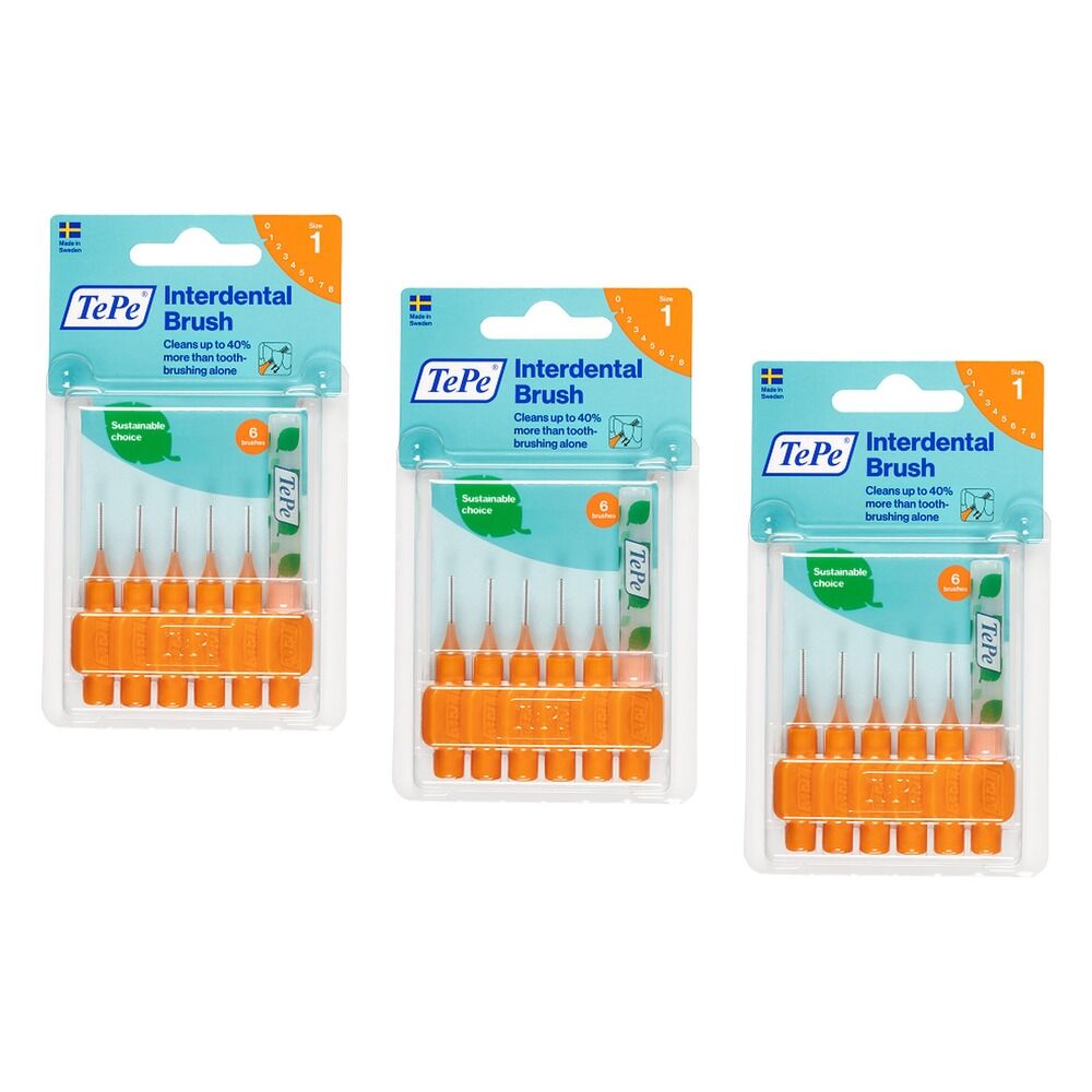 TEPE Interdental Brush 0.45mm Orange 6 Pack Bundle of 3