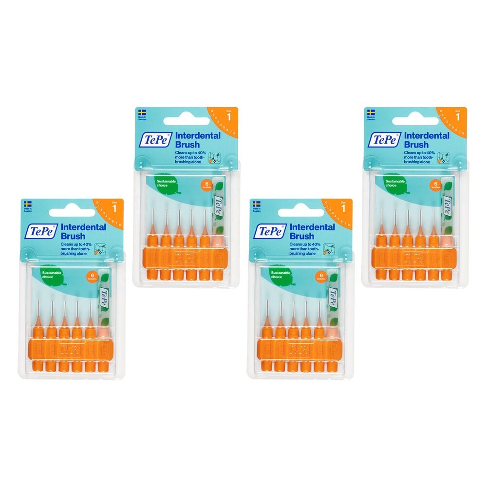 TEPE Interdental Brush 0.45mm Orange 6 Pack Bundle of 4