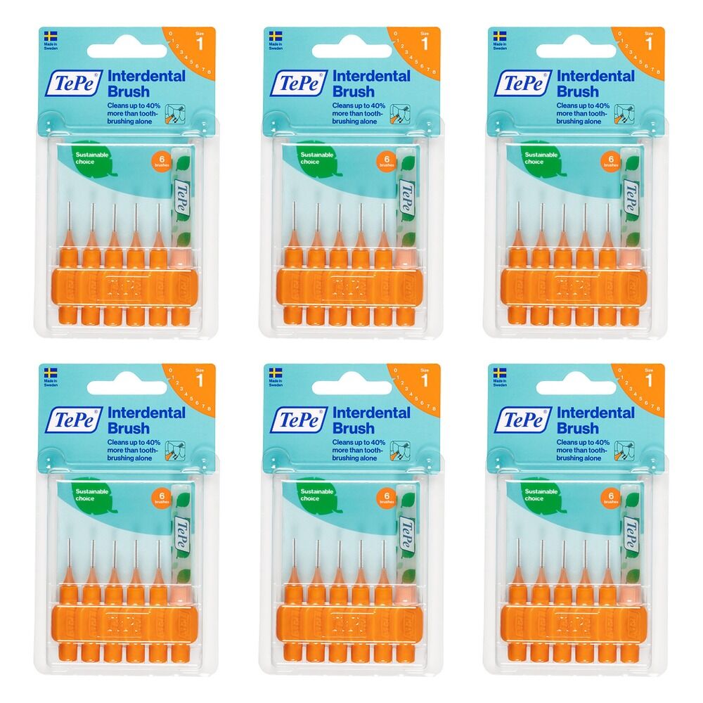 TEPE Interdental Brush 0.45mm Orange 6 Pack Bundle of 6