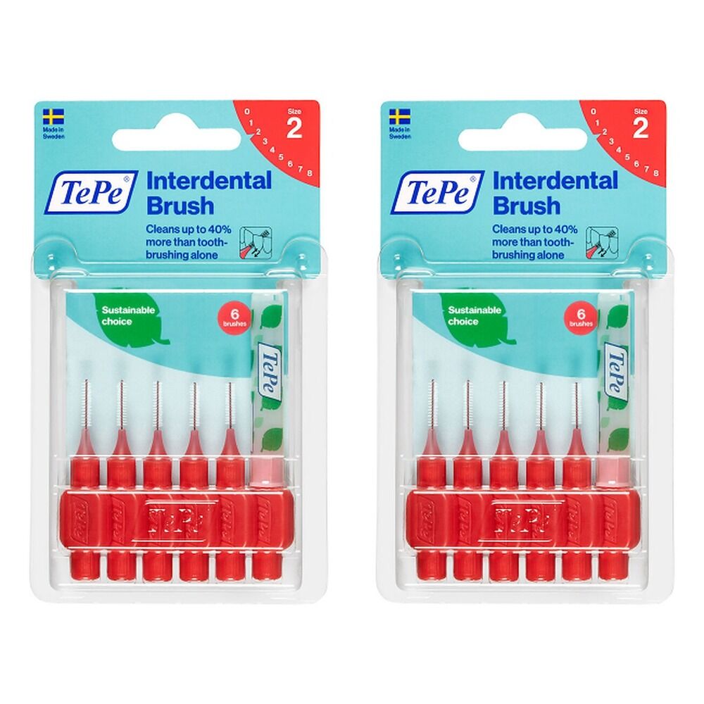TEPE Interdental Brush 0.5mm Red 6 Pack Bundle of 2