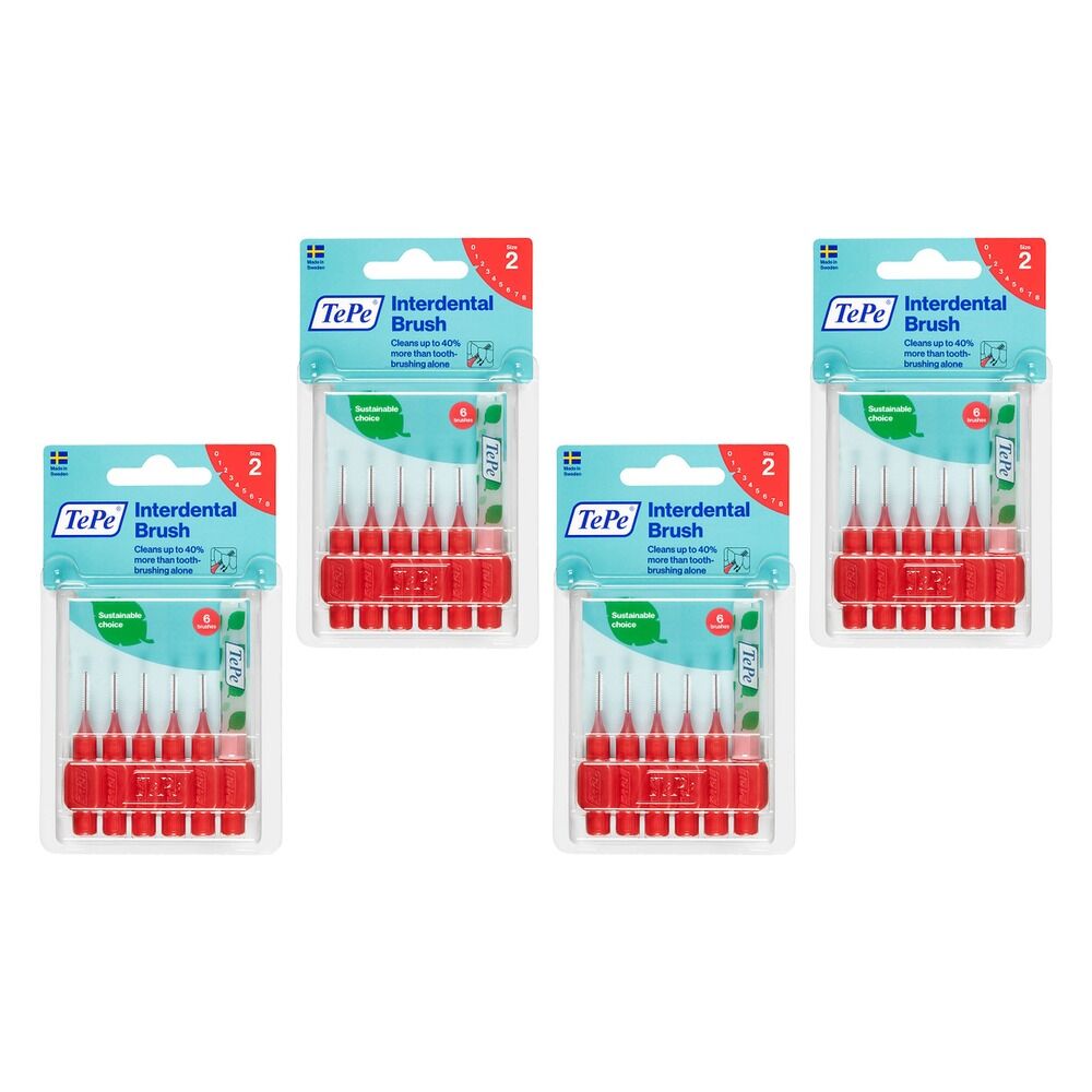 TEPE Interdental Brush 0.5mm Red 6 Pack Bundle of 4