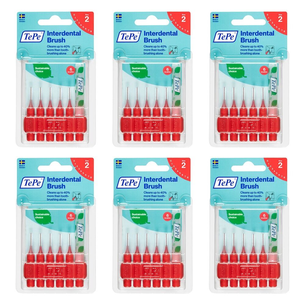 TEPE Interdental Brush 0.5mm Red 6 Pack Bundle of 6