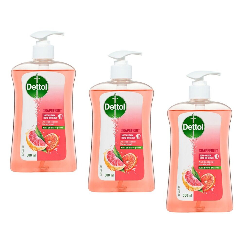Dettol Antibacterial Hand Wash Grapefruit 500mL Pack of 3