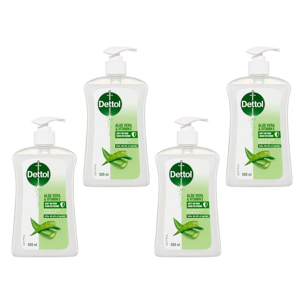 Dettol Antibacterial Handwash Aloe Vera & Vitamin E 500mL Pack of 4