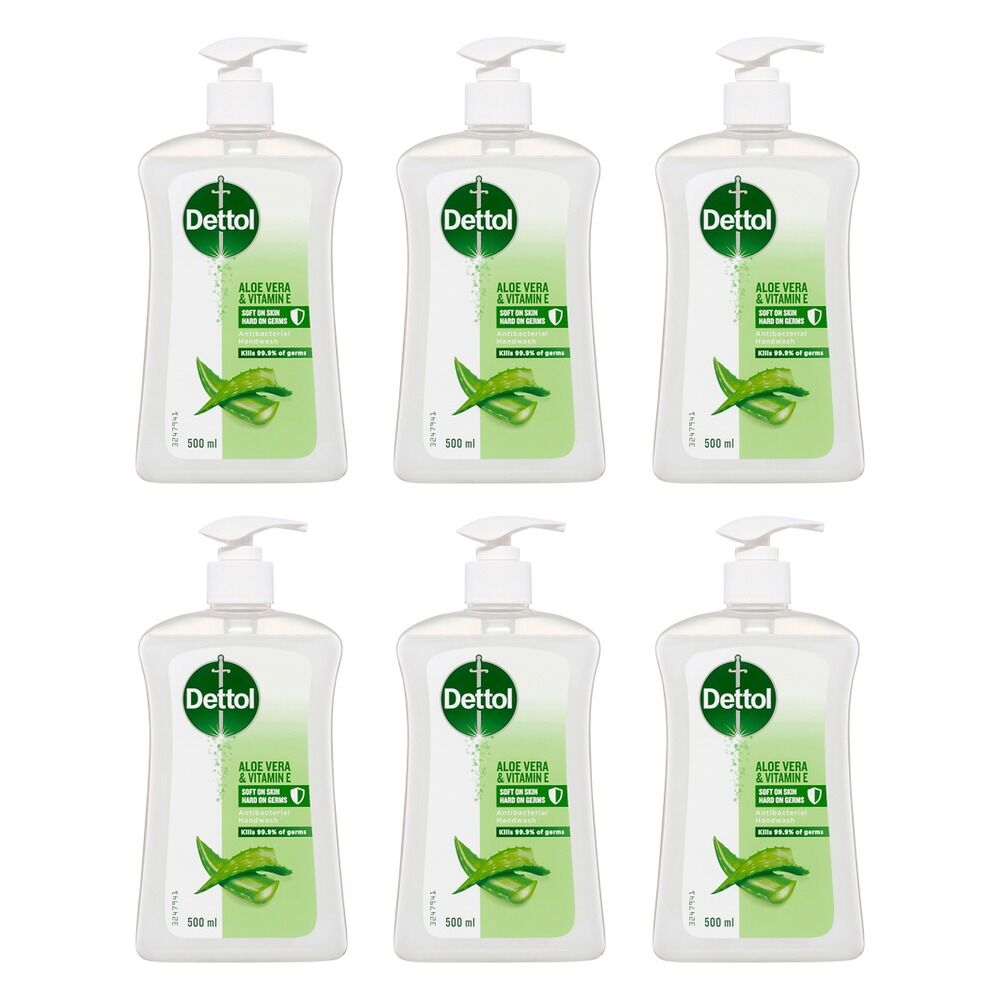 Dettol Antibacterial Handwash Aloe Vera & Vitamin E 500mL Pack of 6