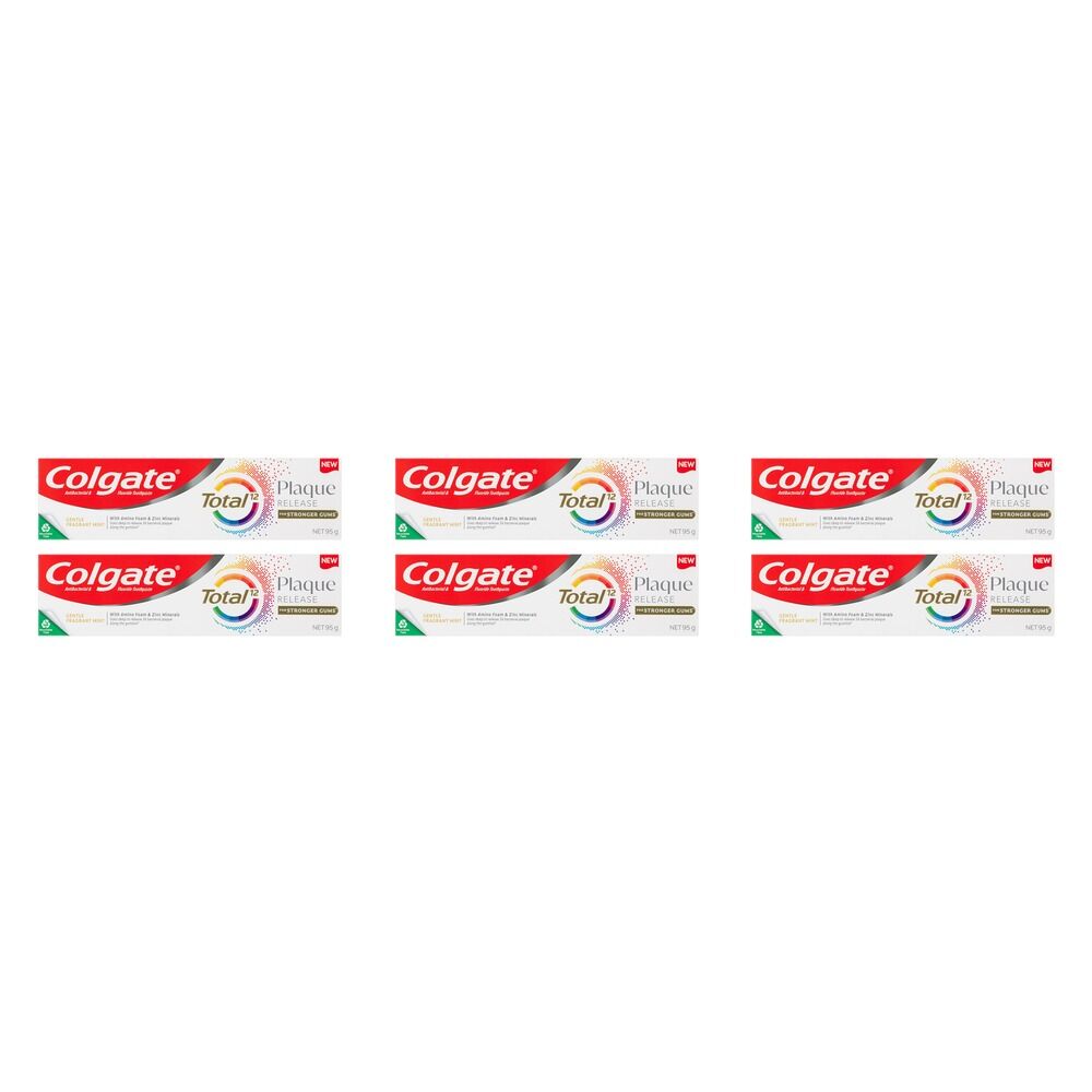Colgate Total Plaque Release Toothpaste Fragrant Mint 95g Pack of 6