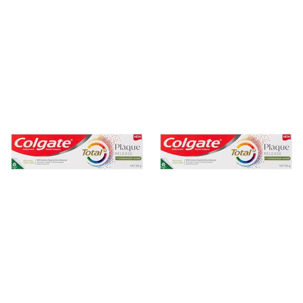 Colgate Total Plaque Release Toothpaste Reviving Cool Mint 95g Pack of 2