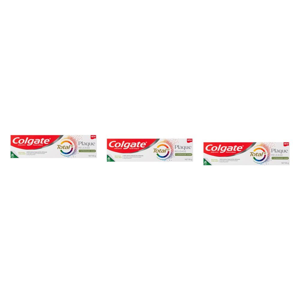 Colgate Total Plaque Release Toothpaste Reviving Cool Mint 95g Pack of 3