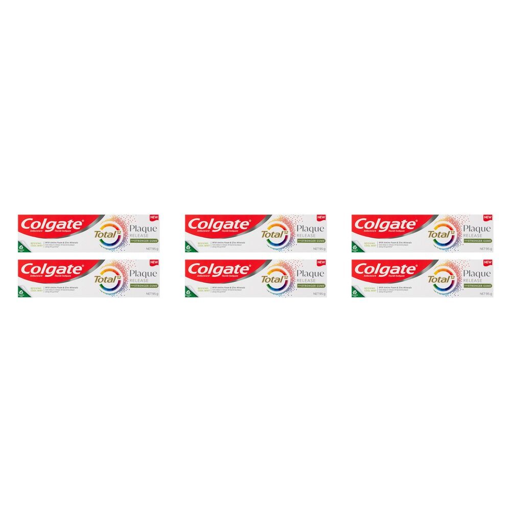 Colgate Total Plaque Release Toothpaste Reviving Cool Mint 95g Pack of 6