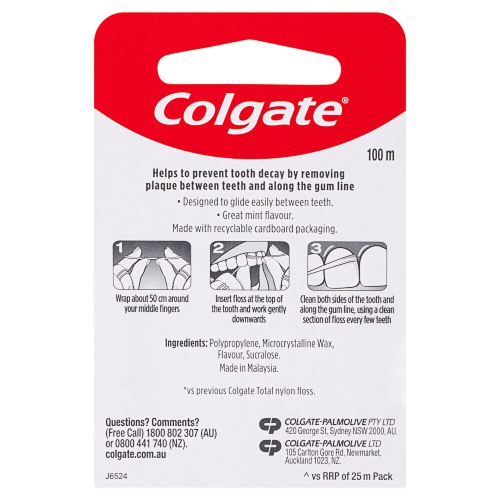 Colgate Total Dental Floss Waxed Mint Flavour 100m