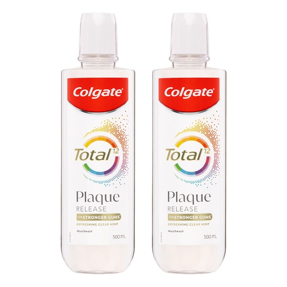 Colgate Total Plaque Release Mouthwash Clear Mint 500mL Pack of 2